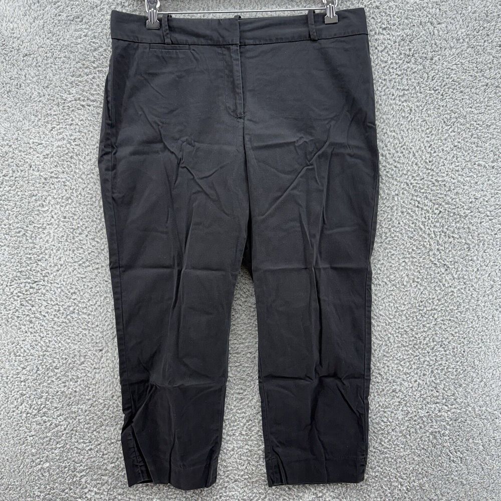 Talbots Womens Pants‎ Black Size 12 Curvy Cropped High Rise Stretch Slit Pocket